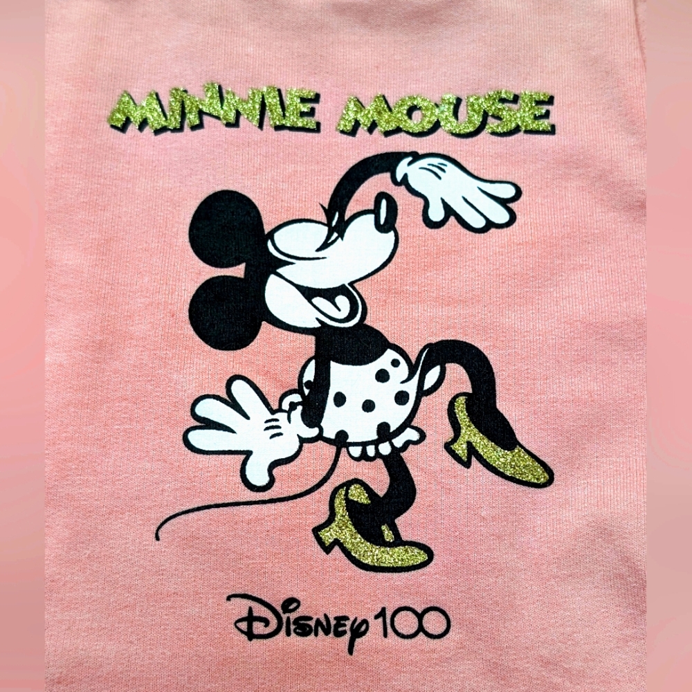 NWT Pastel Pink Minnie Mouse Adorable Disney Baby Sweater Dress Ribbed Cuffs - Picture 3 of 5